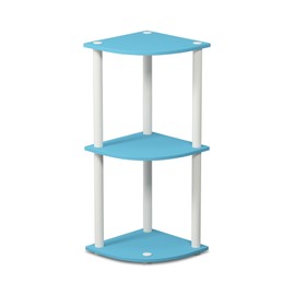 Furinno Turn-N-Tube 3-Tier Reversible Corner Display Rack Multipurpose Shelving Unit, Light Blue/White 12077LBL/WH