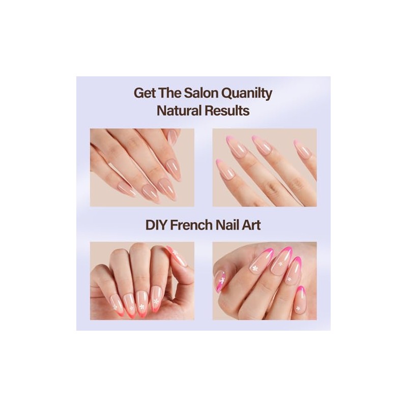 Misssix XBASICTIPS Uñas postizas francesas, 150 unidades, almendra mediana, gel