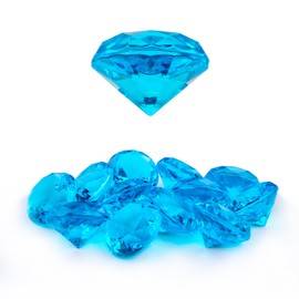 Niceup 26PCS Sky-blue Acrylic Diamond Big Gemstones 1.5in Princess Pirate Mermaid Swimming Pool Party Favors Fake Gems Jewels Treasure Hunt Hiding Sensory Bin Filler Toys Craft Supplies