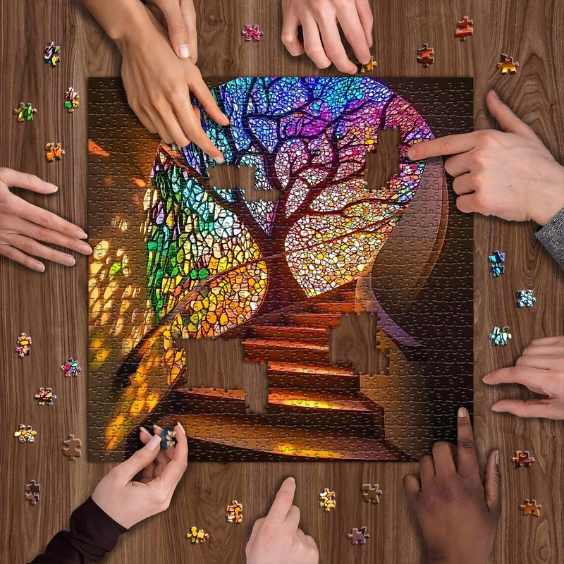 PICKFORU Tree of Life Puzzle for Adults 1000 Pieces, Rainbow