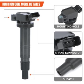 Ignition Coil UF495 & Spark Plug Compatible with Toyota 2005-2011 Tundra 2005-2017 Tacoma 2007-2009 FJ Cruiser 2003-2010 4Runner 2.7L 4.0L L4 V6 Replace OE 90919-02248 4704,Set of 6