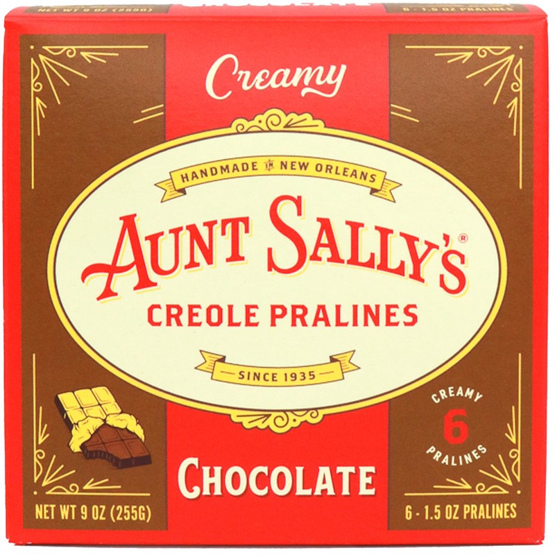 Aunt Sally's Creamy Chocolate Pralines- 6 count box- New Orleans