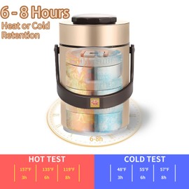 Gicklov 67oz Upgraded Thermos for Hot Food, 3-Layer Stackable Food Thermos, Soup Thermos Jar with Insulated Bag, Ideal for Office, Outdoor Meals, and Various Occasions (67 oz Silver)