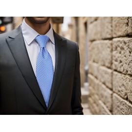 Shlax & Wing Men's Long Necktie Silk Blue Single Color Dot Business Necktie, 6cm x 147cm