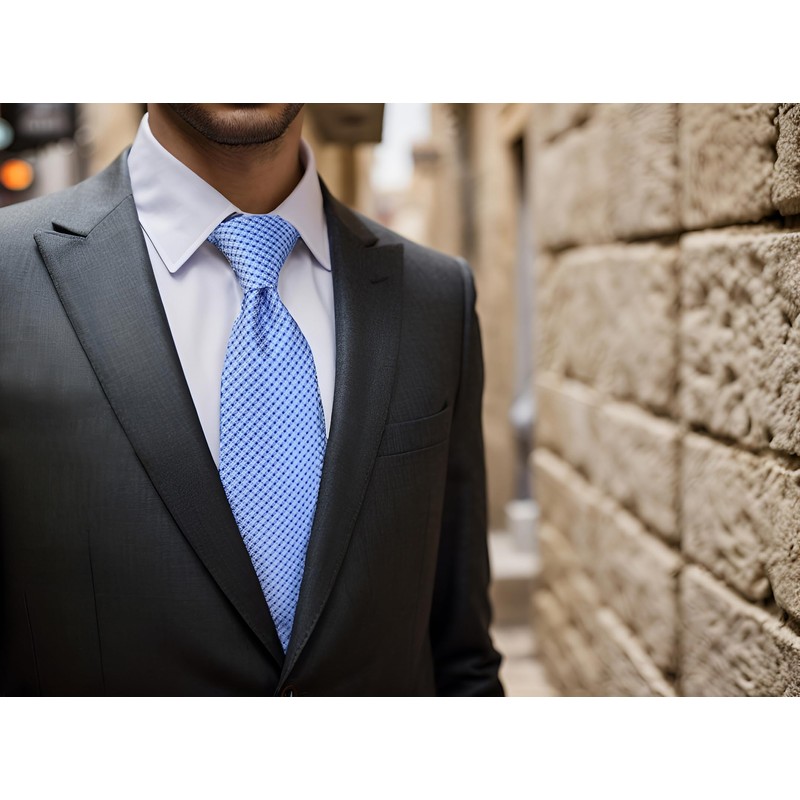 Shlax & Wing Men's Long Necktie Silk Blue Single Color