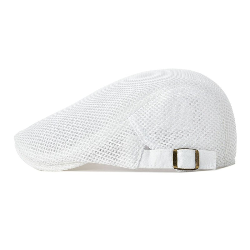 Kuyou Men's Peaked Summer Flat Cap, White, One Size