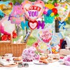 24 Pcs Mother's Day Foil Balloons, Happy Mom Heart Mylar