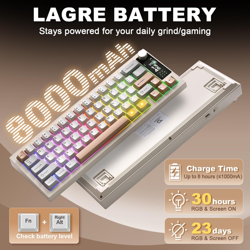 YUNZII IF68 Wireless Mechanical Keyboard (Beige,Candy Switch)