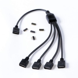 Gelid Solutions RGB 1-to-4 Splitter - ARGB Compatible, Standard 12V 4-Pin RGB and 5V 3-Pin ARGB - Connect up to 4 Devices