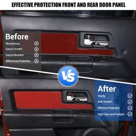Car Interior Door Panel Trim Sticker Compatible with Toyota FJ Cruiser 2007-2021, Front and Rear Door Panel Trim Cover, ABS Inner Door Panel Moulding Trim Cover, 4PCS (Carbon Fiber Pattern Red)