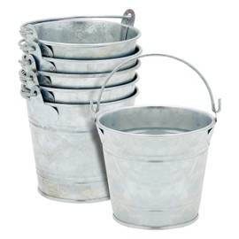 Juvale Mini Galvanized Metal Tins & Metal Pails - 6-Pack, 3 in H x 3.5 in W, Silver - Rustic Party Favors & Succulent Planters - Tin Cans for Crafts & Home Decor - Mini Baskets for Favors