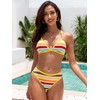 ZAFUL Women's Colorblock Stripes Triangle Bikini Cute String 2 Piece