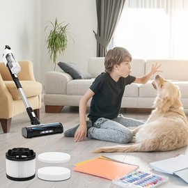 BEBEMOR Vacuum Cleaner Replacement Filter Kit Compatible LVAC-200, 2 Pre-Motor Filters 2 Post-Motor Filters, White