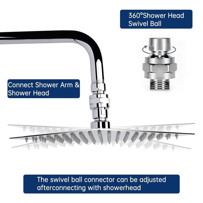Shower Head Swivel Ball Adapter,Solid Brass Universal Shower Head Connector,Shower