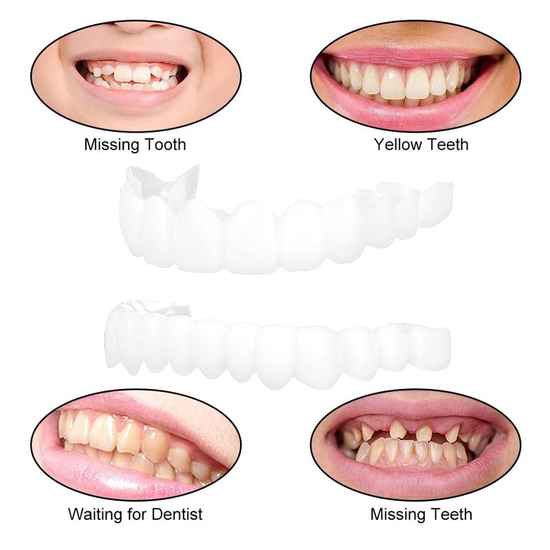 Comioke False Teeth Dentures, 4 Pairs of False Artificial Temporary