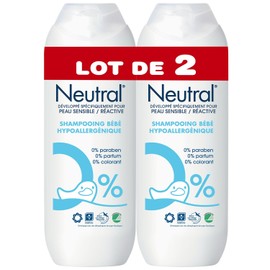 Neutral Baby-Shampoo, hypoallergen, 0 % empfindliche und reaktive Haut, 250 ml, 2 Stück