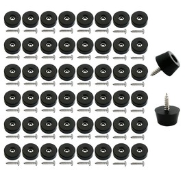 50 Pack Medium Hard Rubber Bumper Feet with Stainless Washer and Screws, Soft, Non Slip, Non Marking, Fine Grips for Appliances, Furniture, Electronics (0.59 inch)
