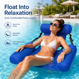 Inflatable Pool Hammock Float for Adults – Adjustable Water Lounge Chair for Pool, Lake & Beach Relaxing