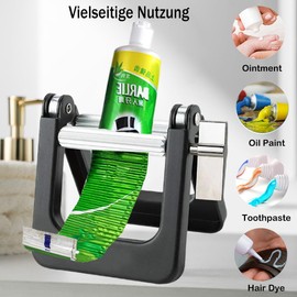 UDQYQ Metal Tube Squeezer Tube Squeezer for All Tubes Aluminium Toothpaste Tube Presser Plus with Long Size 8 cm for Artists, Hairdressing Salon, Painters (Black)