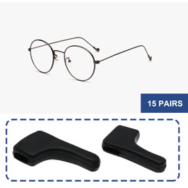 ECSiNG 30 Paar Silikon-Ohrhaken, 20 x 13 mm, geeignet für Brillen mit Bügelbreite weniger als 4 mm und Dicke weniger als 2 mm, Brillenhalter, schwarz + transparent