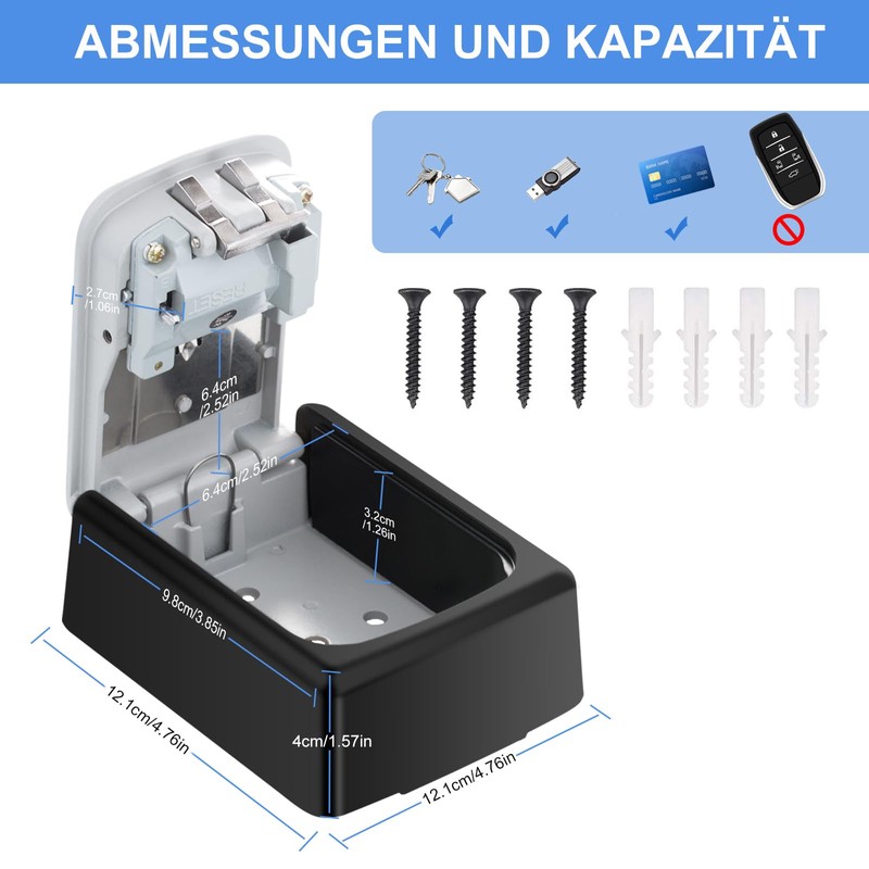 ZHEGE Key Safe with Number Code, 4-Digit Key Box with