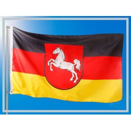 PHENO FLAGS Lower Saxony Flag - Federal State Flag with Brass Eyelets - 90 x 150 cm - Weatherproof Flags for Flagpole - 100% Polyester