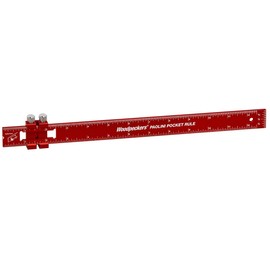 Woodpeckers Paolini Pocket Rule, Aluminum, 12" / 300mm Combo, Woodworking Ruler with Sliding Stop, Vertical End Scale, Scribing Notch, Engraved Scale