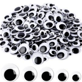 JULMELON 500 Pieces Wiggle Googly Eyes Self Adhesive Black White Craft Eyes for DIY Crafts Decoration (0.4 in, 0.6 in, 0.8 in, 1 in, 1.2 in)