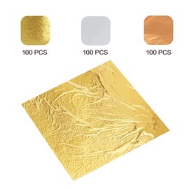 300 Pcs Imitation Gold Foil Sheets, BetterJonny 3 Colors 8x8.5cm Foil Paper Gold Silver Rose Gold Leaf Paper for Decoration Arts Nail Painting Gilding Crafting