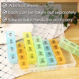 Large Pill Box, Pill Organiser Tablet Organiser Pill Boxes 7 Day 4 Times a Day Medication Organizer with 28 Compartments Dosette Box for Medication, Supplements, Vitamins, and Cod Liver Oil