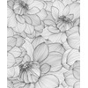 Meihodan Vintage Black White Line Art Lotus Floral Peel and
