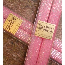 8 Inch Natural Beeswax Glitter Candles, Pink Blossom Color, Boxed Set of 2