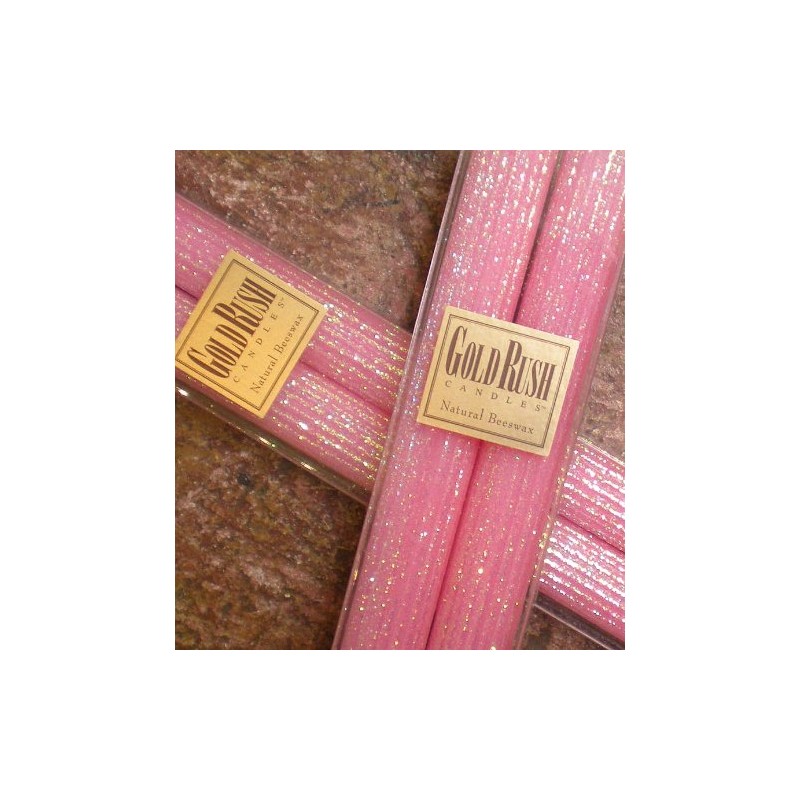 8 Inch Natural Beeswax Glitter Candles, Pink Blossom Color, Boxed