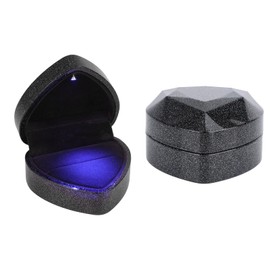 BTFO Ring Box with LED Light, Heart Shaped Engagement Ring Boxes Cute Romantic Rings Case Jewelry Display Gift Box for Wedding Proposal Anniversary