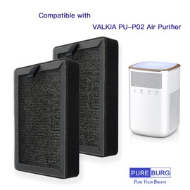 PUREBURG Replacement True HEPA Filters Compatible with VALKIA PU-P02 Air Purifier,H13 4-Stage Filtration Activated carbon 2-in-1 Air Clean Dust VOCs,4-Pack