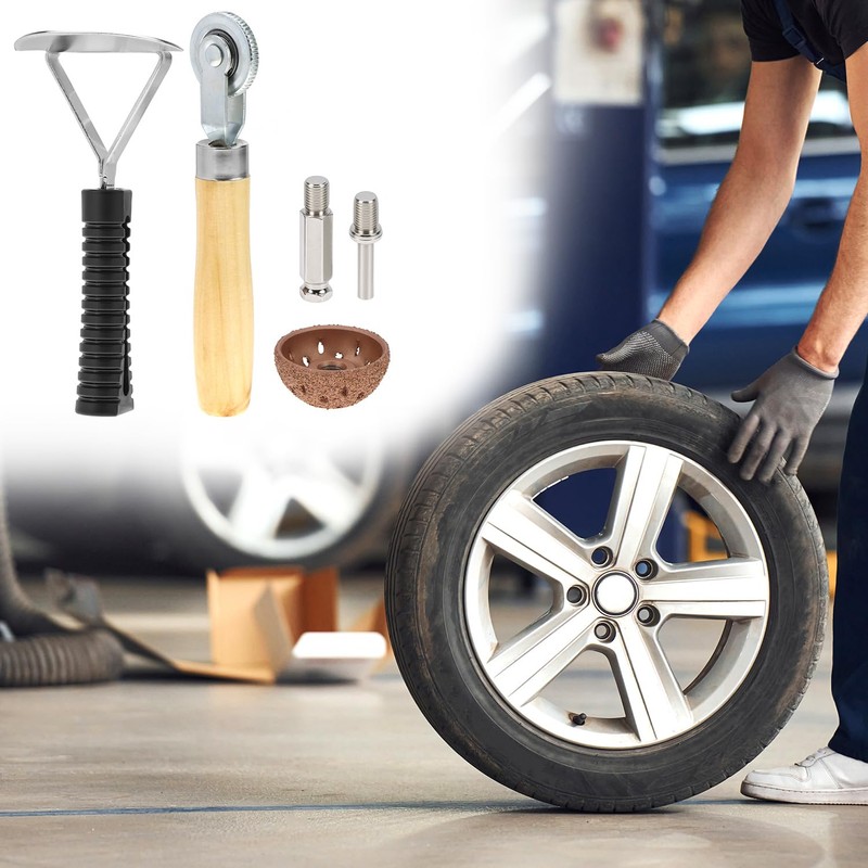 QWORK Tire Repair Patch Tools Kit, Tire Tungsten Carbide Buffing