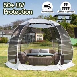 Alvantor Pop Up Screen Tent Canopy, 4-6 Person Screen House with Mosquito Net, Screen Room for Camping, Outdoor Mosquito Tent, Instant Pop-Up Gazebo for Patio, Garden, Backyard (Gray, 10'x10')