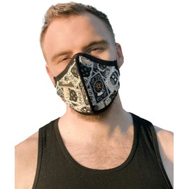 HARD EDGE DESIGN Four Layer Protective Cloth Face Mask - Ear Saver Behind the Head Elastic - Made in USA - Black Cat Tarot, New Cut