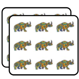 Rhino Animal Doodle Waves Pattern Art Decor 2" Each Sticker for Scrapbooking, Calendars, Arts, Kids DIY Crafts, Album, Bullet Journals 18 Pack