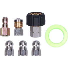 Drain Cleaning Hose Sewer Jetter Kit, 10 Meter High - Pressure Washer Accessory with Quick Connector, Rotating Nozzle & 3 Button Noses for 4000 PSI Electric or Gas Pressure Washers