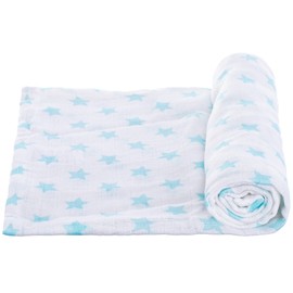 Brandsseller Baby Muslin Nappy, Burp Cloth, Cloth Nappies, 2 Designs, 1 x Blue Stars and 1 x with Winnie the Pooh Motifs, Approx. 77 x 73 cm, Set of 4