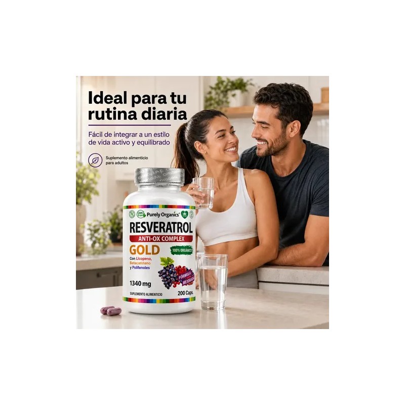 Resveratrol Gold 200 Cápsulas Suplemento Antioxidante Transresveratrol Complejo Antioxidantes Polifenoles