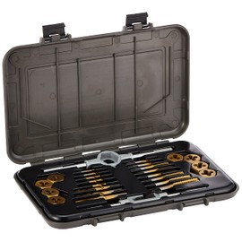 Mibro 301360BLUE (26-Piece) Titanium Nitride Coated Tap, Die, and Drill Set, Imperial Measurements, For Use On Appliances, Machines, and Automotive Car Parts