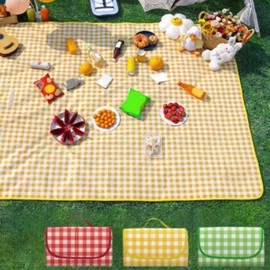 Large Check Picnic Mat 6 Seat Foldable Portable Outdoor dot green