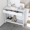 TaoHFE White Narrow Console Table with Storage Modern Wood Entryway