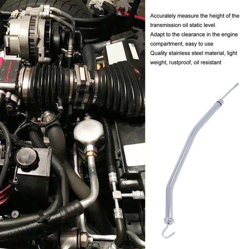 22in Transmission Oil Dipstick Silver Chrome Stainless Steel Tube for