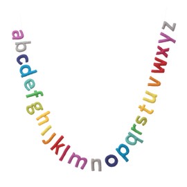 Glaciart One Alphabet Garland - Natural Handmade Wool ABC Letters - Decorative Wall Decor for Classroom, Playroom, Nursery, Baby, Toddler's Room - Ready-to-Hang Art -7 Feet, Rainbow-Colored