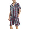 Vulcanodon Men's Short Pyjamas 100% Cotton Summer Shorty Pyjamas Checked
