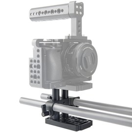 NICEYRIG Cheese plate with 15mm Rod Raiser Clamp, Short Rods for DSLR Camera Baseplate Lifting System