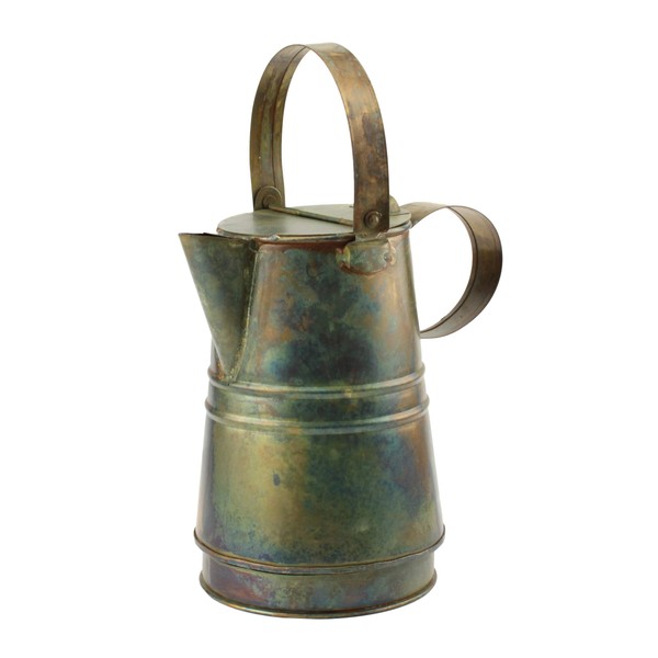 Stonebriar Decorative Vintage Drinking Pitcher with Handle and Lid, 7.5 Inch, Weathered Metal